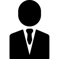 User profile icon: silhouette of a person in a suit representing an account