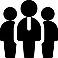 Three silhouetted figures standing side by side, representing a group or team of people in unity?